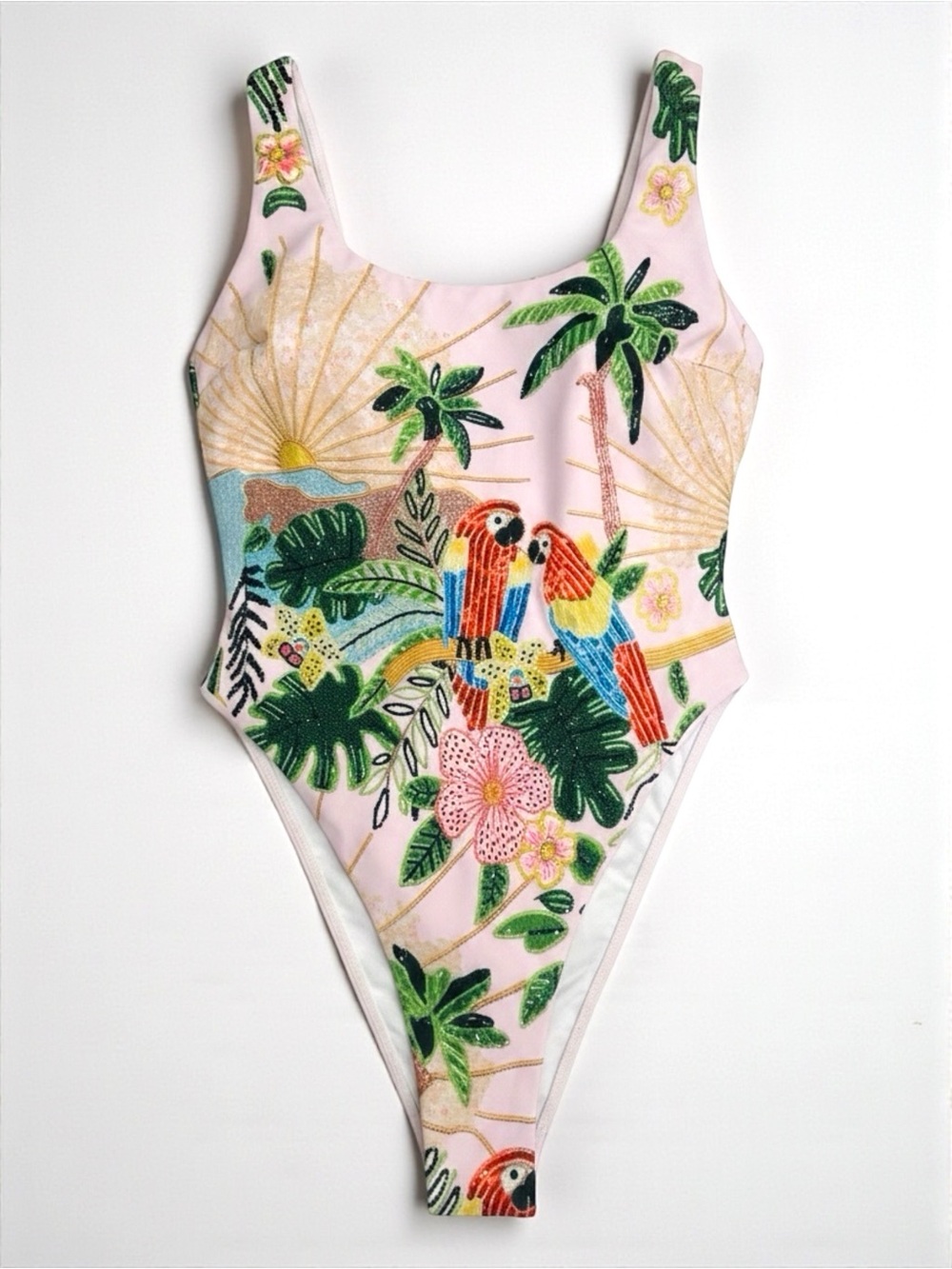 Tropical Parrot One-Piece Swimsuit NWOT | Pink Jungle Print Bathing Suit Small